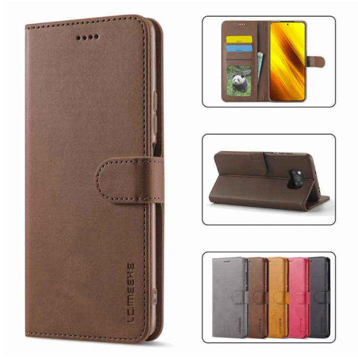 LCIMEEKE Portfel z klapką Xiaomi Poco X4 NFC (5G) - Skórzany pokrowiec z portfelem - Czerwony