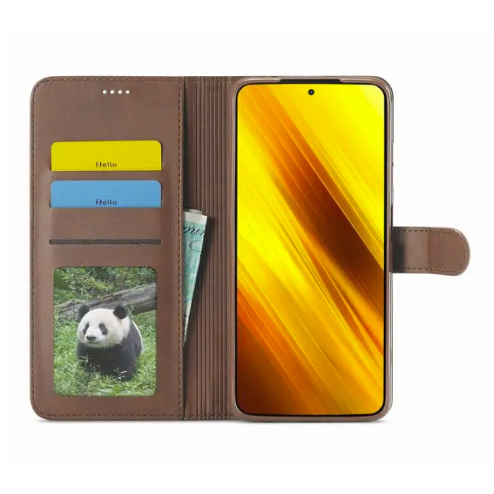 LCIMEEKE Xiaomi Poco X4 NFC (5G) Flip Case Wallet - Étui portefeuille en cuir - Rouge