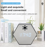 Stuff Certified® Sześciokątny zegar RGB z kamerą 1080p i Wi-Fi - bezpieczeństwo w pomieszczeniach Noktowizor na podczerwień