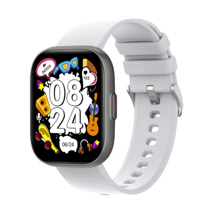P68 Smartwatch – 2,04'' AMOLED-Bildschirm – Silikonarmband – 100 Sportmodi – Fitness-Sport-Aktivitäts-Tracker-Uhr Grau