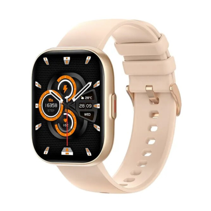 P68 Smartwatch - 2,04'' AMOLED-Scherm - Siliconen Bandje - 100 Sportmodi - Fitness Sport Activity Tracker Horloge Goud