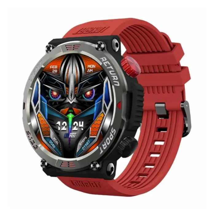 Montre connectée Zeus 5 Pro - Moniteur de sommeil, fréquence cardiaque, oxygène, activité sportive, étanche, rouge