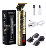 Stuff Certified® Maszynka do strzyżenia włosów Retro T9 z ekranem LCD - Bezprzewodowy trymer Golarka elektryczna Golden Dragon