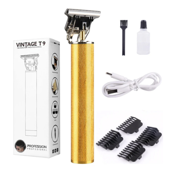 Retro T9 Hair Clipper - Cordless Trimmer Electric Shaver - Gold