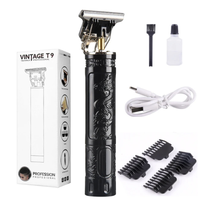 Retro T9 Hair Clipper - Cordless Trimmer Electric Shaver - Black Dragon