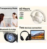 QCY Słuchawki bezprzewodowe H3 — zestaw słuchawkowy ANC Bluetooth 5.4 Hi-Res, biały