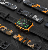 COLMI Montre intelligente P73 - Bracelet en silicone - Montre de suivi d'activité sportive militaire 1,9" Orange Noir