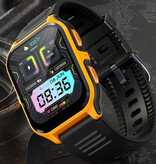 COLMI Montre intelligente P73 - Bracelet en silicone - Montre de suivi d'activité sportive militaire 1,9" Orange Noir