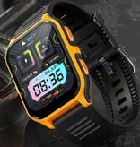 COLMI Smartwatch P73 – Pasek silikonowy – 1,9-calowy zegarek z monitorem aktywności wojskowej, pomarańczowo-czarny