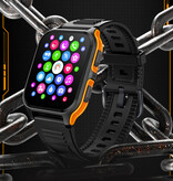 COLMI Montre intelligente P73 - Bracelet en silicone - Montre de suivi d'activité sportive militaire 1,9" Orange Noir