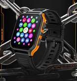 COLMI Reloj inteligente P73 - Correa de silicona - Reloj de seguimiento de actividad deportiva militar de 1,9" Naranja Negro