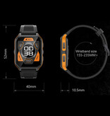 COLMI Reloj inteligente P73 - Correa de silicona - Reloj de seguimiento de actividad deportiva militar de 1,9" Naranja Negro