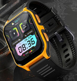 COLMI Montre intelligente P73 - Bracelet en silicone - Montre de suivi d'activité sportive militaire 1,9" Noir Orange