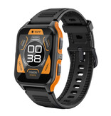 COLMI Montre intelligente P73 - Bracelet en silicone - Montre de suivi d'activité sportive militaire 1,9" Noir Orange