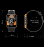 COLMI Smartwatch P73 – Pasek silikonowy – 1,9-calowy zegarek z monitorem aktywności wojskowej, czarno-szary, pomarańczowy