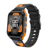 COLMI Montre intelligente P73 - Bracelet en silicone - Montre de suivi d'activité sportive militaire 1,9" Noir Gris Orange