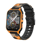 COLMI Reloj inteligente P73 - Correa de silicona - Reloj de seguimiento de actividad deportiva militar de 1,9" Negro Naranja