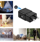 Stuff Certified® Caricatore USB con telecamera di sicurezza - Rilevatore di movimento videocamera HD 1080p allarme nero