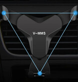 V-MMS Support de téléphone universel pour voiture avec clip de ventilation - Support pour smartphone pour tableau de bord Argenté