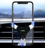 V-MMS Support de téléphone universel pour voiture avec clip de ventilation - Support pour smartphone pour tableau de bord Argenté