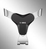 V-MMS Soporte universal para teléfono para automóvil con clip para salida de aire - Soporte para teléfono inteligente en tablero plateado