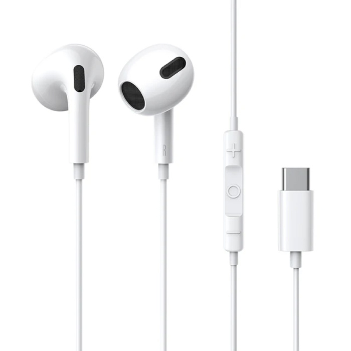 C17 Słuchawki douszne z mikrofonem — słuchawki USB-C Słuchawki do zarządzania głośnością — białe
