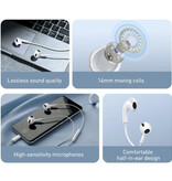 Baseus C17 Słuchawki douszne z mikrofonem — słuchawki USB-C Słuchawki do zarządzania głośnością — białe