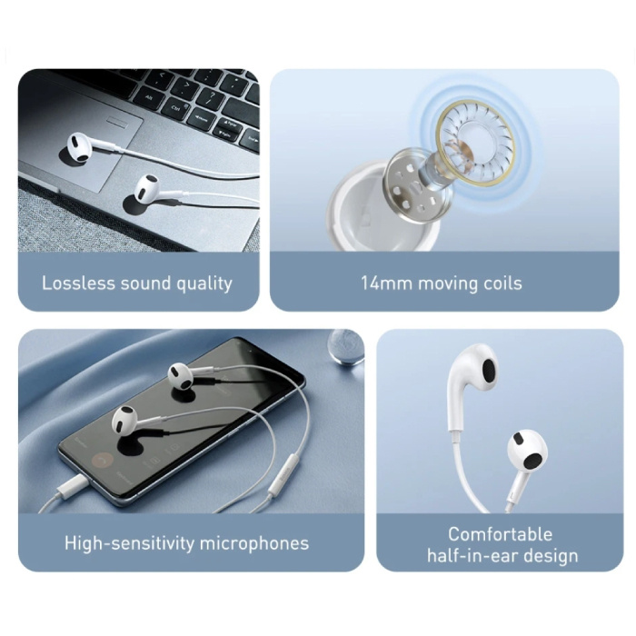 Baseus Écouteurs C17 avec micro - Écouteurs USB-C avec gestion du volume - Blanc