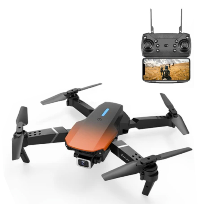 E88 Mini RC Drone with 4K Camera - WiFi Quadcopter with One Key Auto Return - Orange