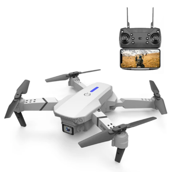 E88 Mini RC Drone con cámara 4K - Cuadricóptero WiFi con retorno automático de una tecla - Blanco
