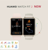 Huawei Montre intelligente Fit 2 - Bracelet en silicone - Écran AMOLED 1,74" - Montre de suivi sportif de fréquence cardiaque - Noir