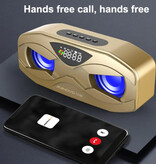 Manovo Wireless Speaker - FM Radio Alarm Clock Bluetooth 5.0 Soundbar - Gold