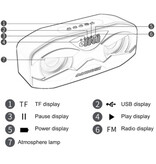 Manovo Głośnik Bezprzewodowy - Radio FM Budzik Bluetooth 5.0 Soundbar - Złoty