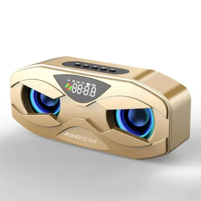 Głośnik Bezprzewodowy - Radio FM Budzik Bluetooth 5.0 Soundbar - Złoty