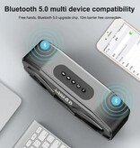 Manovo Wireless Speaker - FM Radio Alarm Clock Bluetooth 5.0 Soundbar - Black