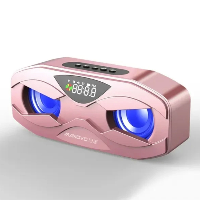 Manovo Haut-parleur sans fil - Radio-réveil FM Barre de son Bluetooth 5.0 - Rose