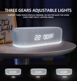 VIKEFON Horloge chargeur sans fil - Éclairage LED Réveil Température Charge sans fil Charge rapide Qi Universel 15W - Blanc