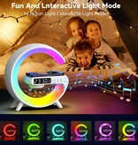 COLSUR Lámpara RGB Caja de Sonido y Cargador Inalámbrico - Despertador Bluetooth 5.0 Altavoz Inalámbrico Blanco