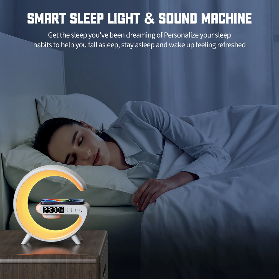 COLSUR RGB Lamp Sound Box & Wireless Charger - Alarm Clock Bluetooth 5.0 Wireless Speaker White