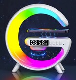 COLSUR RGB-Lampen-Soundbox und kabelloses Ladegerät – Wecker, Bluetooth 5.0 kabelloser Lautsprecher, Weiß