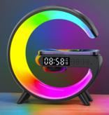 COLSUR Caja de sonido con lámpara RGB y cargador inalámbrico - Reloj despertador Altavoz inalámbrico Bluetooth 5.0 Negro