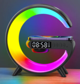 COLSUR RGB-Lampen-Soundbox und kabelloses Ladegerät – Wecker, Bluetooth 5.0 kabelloser Lautsprecher, Schwarz