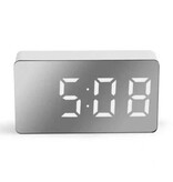 Stuff Certified® Mirror Alarm Clock - LED Snooze Alarm Clock Night Light - White