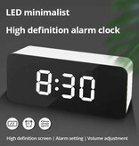 Stuff Certified® Despertador con espejo - Luz nocturna con despertador LED con función de repetición - Blanco