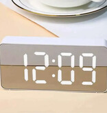 Stuff Certified® Mirror Alarm Clock - LED Snooze Alarm Clock Night Light - White