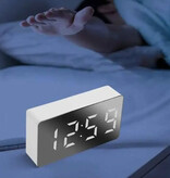 Stuff Certified® Mirror Alarm Clock - LED Snooze Alarm Clock Night Light - White