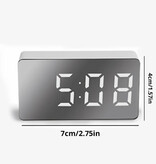 Stuff Certified® Mirror Alarm Clock - LED Snooze Alarm Clock Night Light - White