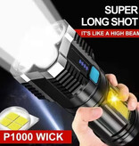 Stuff Certified® Torcia LED ad alta potenza - Luce intensa ricaricabile tramite USB da campeggio - Nera