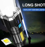 Stuff Certified® Torcia LED ad alta potenza - Luce intensa ricaricabile tramite USB da campeggio - Nera
