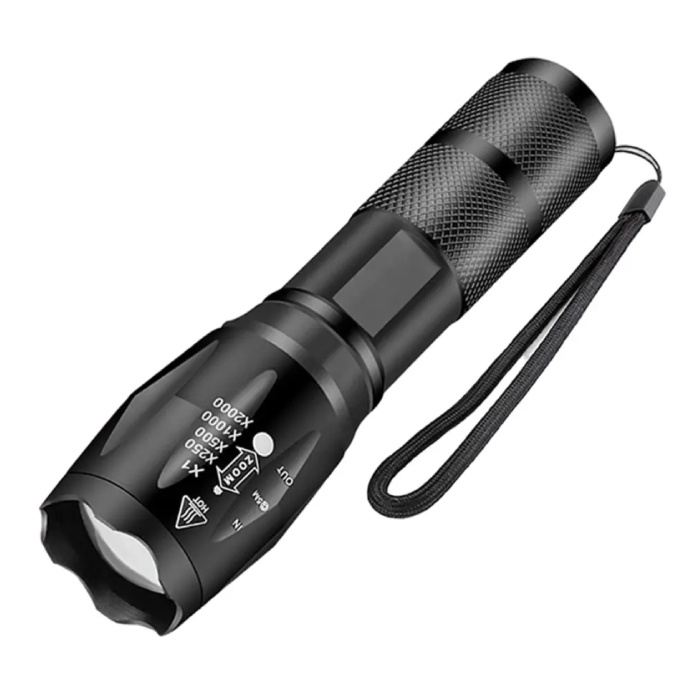 Outdoor LED Flashlight - Floodlight with Zoom Camping - Black